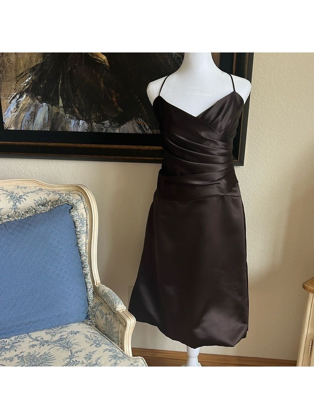 Vera Wang Chocolate Brown Dress Size 10 Satin